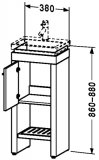 Duravit 2nd floor Waschtischunterschrank stehend 6455, 1 Holzt&uuml;r, Anschlag links, 380mm, Farbe: Ebenholz Echtholzfurnier 2F6455L5959