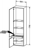 Duravit Happy D. Hochschrank 9245, 2 Holzt&uuml;ren, Anschlag links, 500x1760mm, Farbe: Eiche gekalkt Echtholzfurnier HD9245L6565