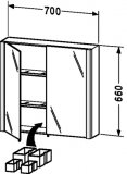 Duravit Happy D. Spiegelschrank 9635, 2 Spiegelt&uuml;ren, 700mm, Farbe: Amerikanischer Nussbaum Echtholzfurnier HD963501313