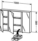 Duravit Happy D. Spiegelschrank 9637, 3 Spiegelt&uuml;ren, 1000mm, Farbe: Wei&szlig; Hochglanz Dekor HD963702222