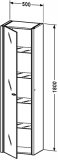 Duravit 2nd floor Hochschrank 9157, 1 Spiegelt&uuml;r, Anschlag rechts, 500x1800mm, Farbe: Eiche gekalkt Echtholzfurnier 2F9157R6565