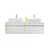 Duravit Ketho Waschtischunterschrank wandh&auml;ngend 6697, 2 Ausz&uuml;ge, 1400mm, f&uuml;r 2 Aufsatzbecken, beidseitig, Farbe: Wei&szlig; Matt Dekor KT6697B1818