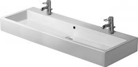 Duravit Waschtisch Vero 1200 mm mit &Uuml;berlauf, mit Hahnlochbank, 2 Hahnl&ouml;cher, Farbe: wei&szlig; mit Wondergliss 04541200241
