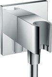 hansgrohe FixFit wall connection square with shower holder, chrome