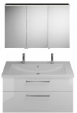 Burgbad Eqio set, SFAO123R, consisting of mirror cabinet version right, ceramic double wash basin with 1 basin...