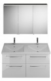 Burgbad Eqio Set, SFAQ123L, consisting of mirror cabinet version left, ceramic double wash basin and vanity un...