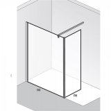 HSK Atelier Walk In front element with side panel, size: 90(c) x 30(b) x 200,0 cm