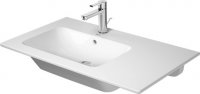 Duravit ME by Starck Furniture wash basin 83 cm, 1 tap hole, with overflow, with tap hole bench, asymmetrical,...
