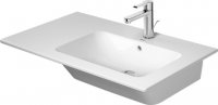 Duravit ME by Starck Furniture wash basin 83 cm, 1 tap hole, with overflow, with tap hole bench, asymmetrical,...