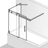 HSK K2 Bath tub attachment, sliding door 2-part + side panel, size: up to 100.0 x 150.0 cm, stop: left