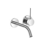 Dornbracht Meta SLIM wall-mounted single-lever basin mixer without pop-up waste, 190 mm projection, fixed spou...