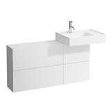 Laufen Kartell Vanity unit with cut-out right, 1 door, 2 flaps, washbasin right, 1200x270x610 mm