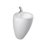 Laufen Alessi one Wash basin, with integrated column, 1 tap hole centric, with overflow, 520x530, white with L...
