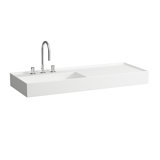 Laufen Kartell Wash basin, under construction, shelf right, 3 tap holes , without overflow, 1200x460