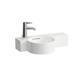 Laufen VAL hand basin round, 1 tap hole left, with overflow, 550x315, white, shelf right