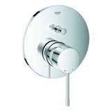 Grohe Essence one-hand bath mixer with pre-assembled fittings, round rosette, automatic diverter bath/shower