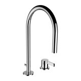 Laufen Kartell 2-hole basin mixer, swivel spout, with drain valve, projection 166 mm, chrome-plated