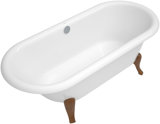 Villeroy & Boch Bathtub Quaryl Hommage Duo, UBQ180HOM700V 1771x771mm, free-standing, incl. wooden feet, white ...