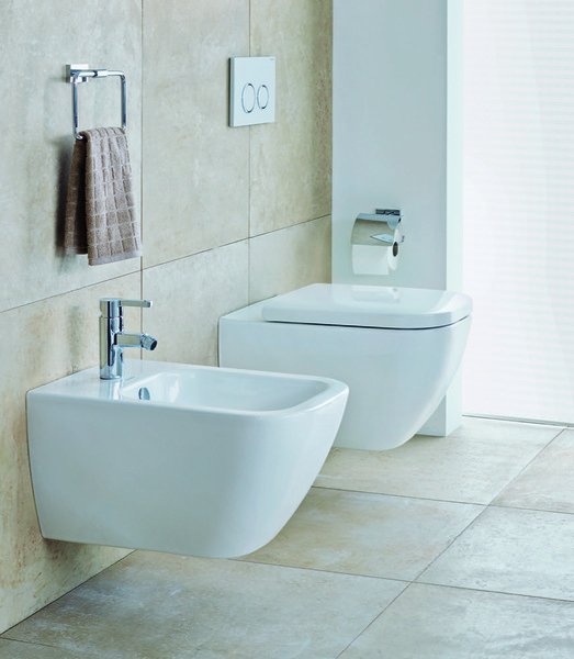 Duravit Happy D.2 WC seat with SoftClose hinges stainless steel, extended version for flush rimless WC