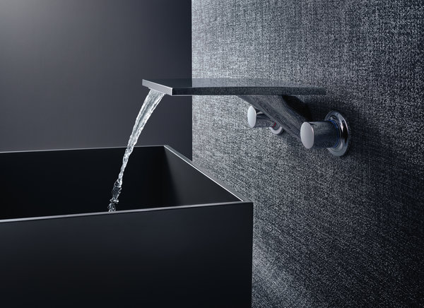 Hansgrohe 3-Loch Waschtischarmatur UP, Wandmontage mit langem Auslauf