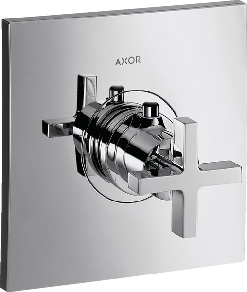 AXOR - AXOR Citterio Thermostatique encastré haut débit, poignée manette, Noir chromé brossé AXOR - AXOR Citterio Thermostatique encastré haut débit, poignée manette, Noir chromé brossé