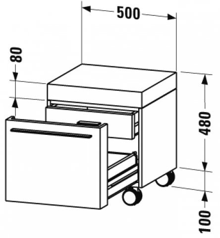 Duravit Fogo Rollcontainer 9543, ein Auszug mit Innenauszug, 500mm