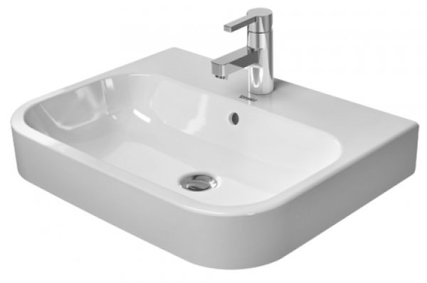 Duravit top basin Happy D.2 60cm with overflow, with tap hole bench, 1 tap hole, grinded