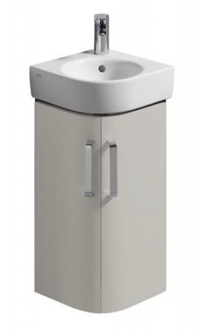 Keramag Corner Hand-rinse basin Vanity unit Renova Nr. 1 Comprimo New 300x605x300mm Light grey matt/light grey high gloss