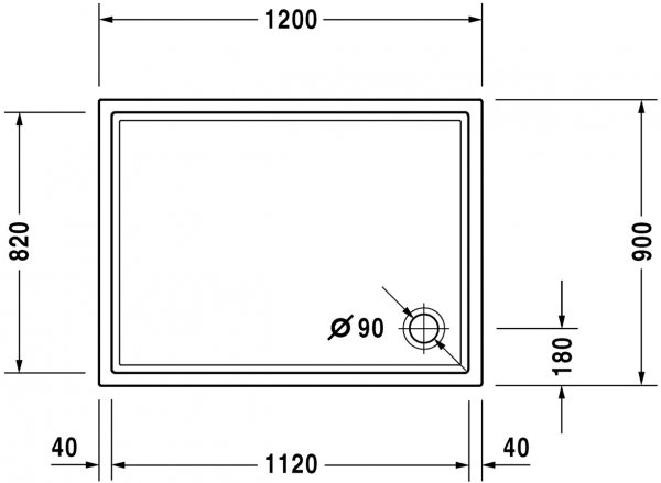 Duravit Starck Slimline rectangular shower tray, 120x90 cm, white
