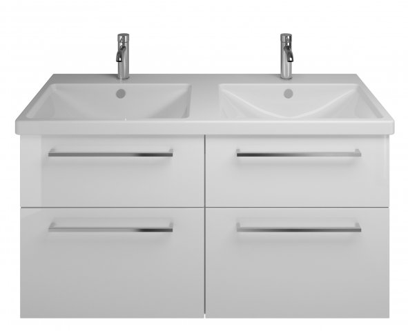 Burgbad Eqio ceramic double wash basin including vanity unit SEYT123, width 1230 mm