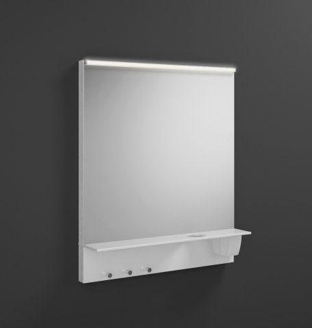 Burgbad Eqio illuminated mirror with horizontal LED top luminaire and shelf SEZQ065, width: 650 mm