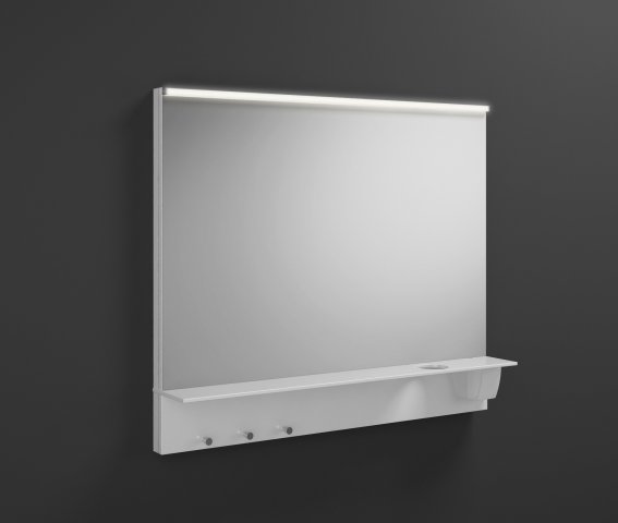 Burgbad Eqio illuminated mirror with horizontal LED top luminaire and shelf SEZQ090, width: 900 mm
