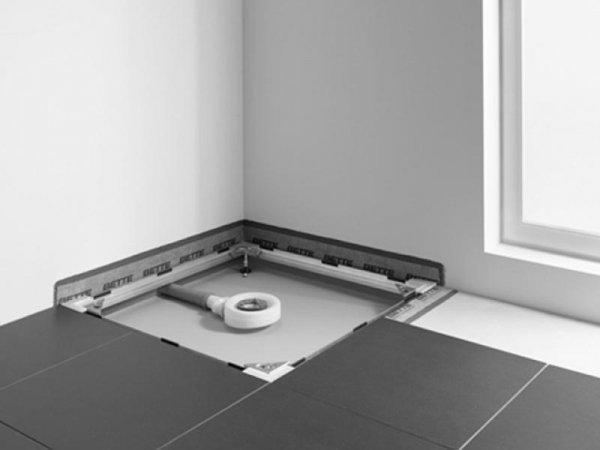 Bette Floor Corner flush floor installation system, 100 x 80 cm