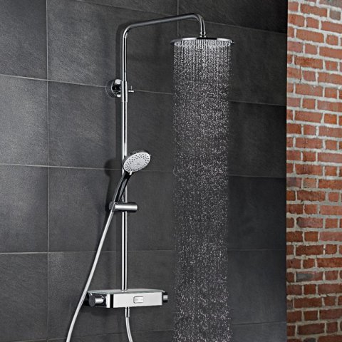 HSK Shower-Set AquaSwitch RS 200 Thermostat, Ablage: Glas weiß, 1001900-07