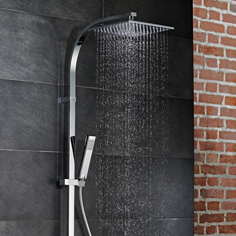 HSK Shower-Set AquaSwitch RS 500 Thermostat, Ablage: Glas weiß, 1001940-07