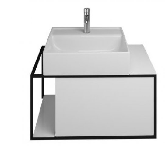 Burgbad Junit ceramic washbasin incl. washbasin vanity unit SFKE076, version left, width: 765mm