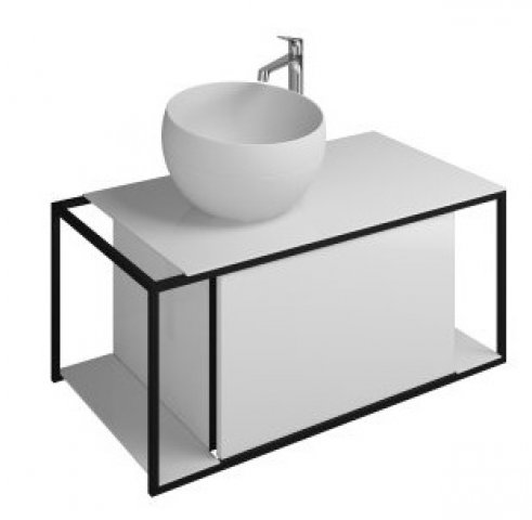 Burgbad Junit cast mineral washbasin incl. vanity unit SFKF090, version right, width: 900mm