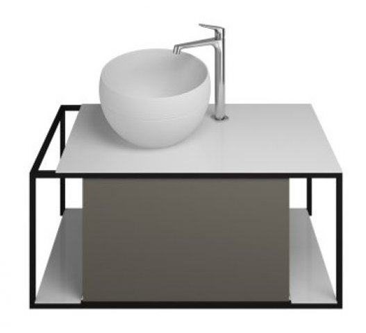 Burgbad Junit cast mineral washbasin incl. vanity unit SFKF090, version right, width: 900mm