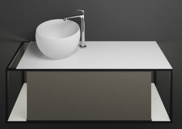 Burgbad Junit mineral cast washbasin incl. vanity unit SFKR120, version left, incl. vanity unit lighting, width: 1200mm