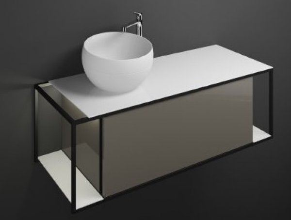 Burgbad Junit mineral cast washbasin incl. vanity unit SFKR120, version left, incl. vanity unit lighting, width: 1200mm