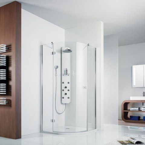 HSK Premium Softcube round shower 3-part, size: 80.0 x 80.0 x 200.0 cm, stop left, radius 550 mm