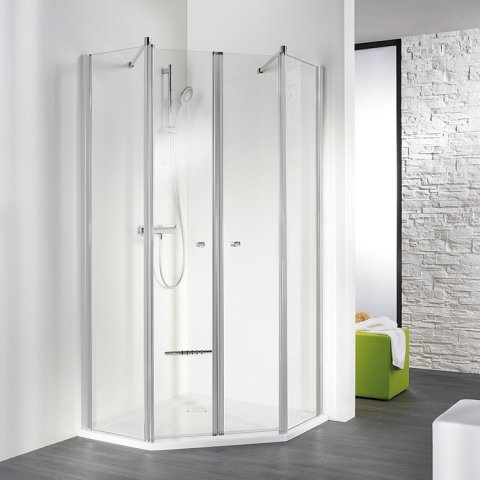HSK Exklusiv pentagonal shower with 2 swing doors, 4 parts, size: 90 x 90 x 200 cm