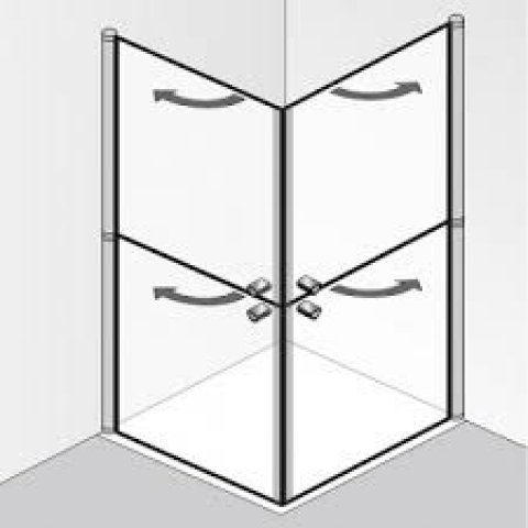 HSK Exklusiv corner shower enclosure with revolving doors and divided elements 423018, 90x90cm, height: 200cm