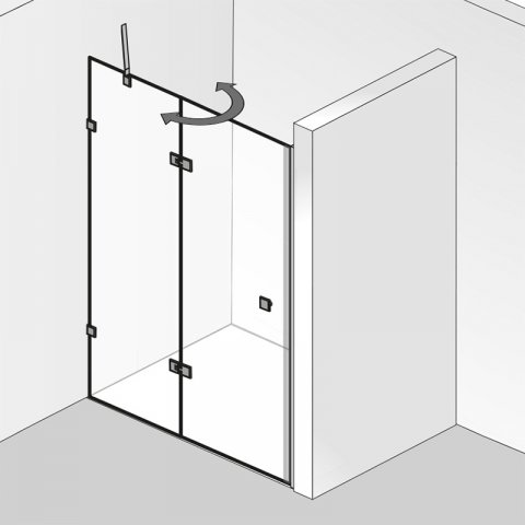 HSK Atelier Pur hinged door, hinged, with fixed panel for niche AP.104, size: up to 100.0 x 200.0 cm, left-hinged stop