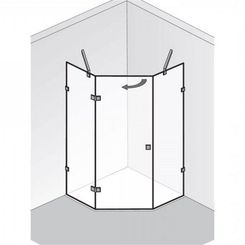 HSK Atelier Pur frameless pentagonal shower with revolving door AP.60, up to 1000x2000mm, left stop