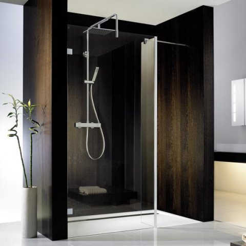 HSK Atelier Pur frameless Walk In glass element with side panel AP.71, up to 500(w) x 1000(c) x 2000mm, left stop