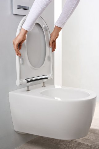 Geberit One wall-mounted WC Wash-down unit wall-hung, TurboFlush, with WC seat with soft-closing mechanism