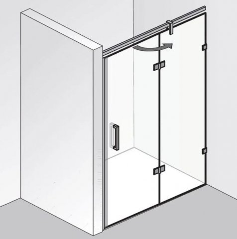 HSK Atelier Plan Pur revolving door on side part, size: up to 100.0 cm x 200.0 cm, right-hinged stop
