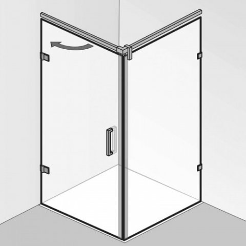 HSK Atelier Plan Pur revolving door with side panel, size: up to 100.0 cm x 200.0 cm, left-hinged hinge