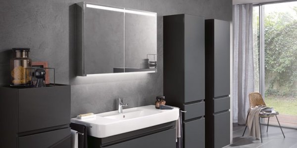 Geberit Option mirror cabinet with lighting, two doors, width 90 cm, 500583001